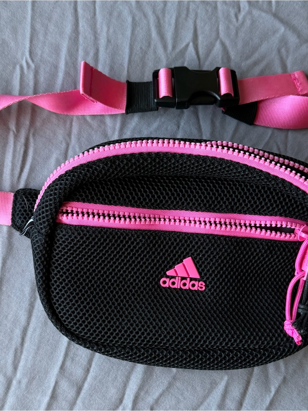 adidas Black & Pink Mesh Waist Pack